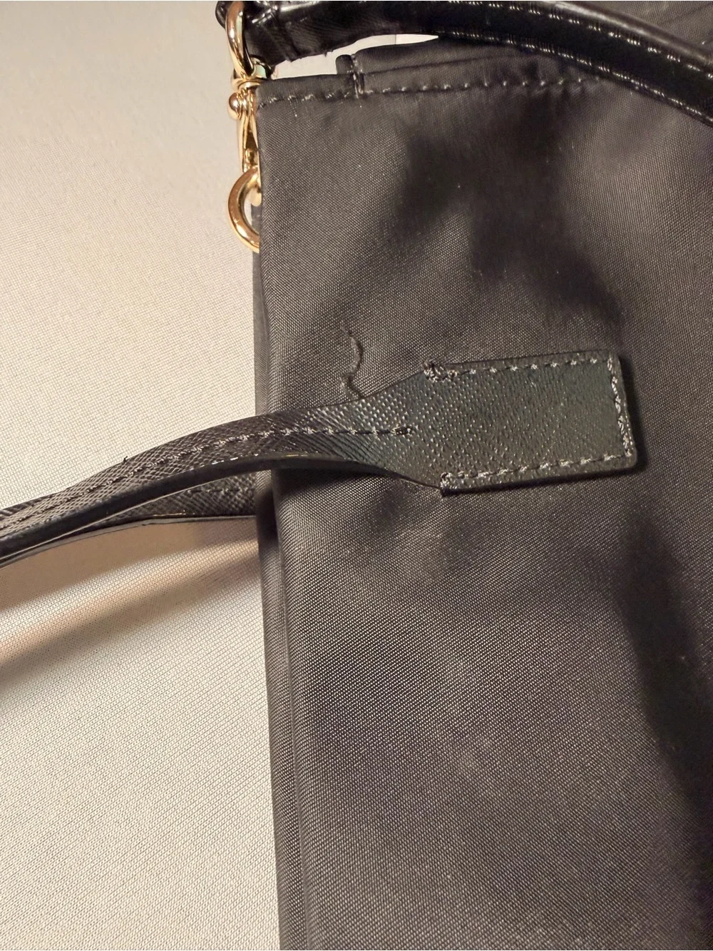 kate spade Black Nylon Shoulder Bag with Gold Plaque, detachable strap